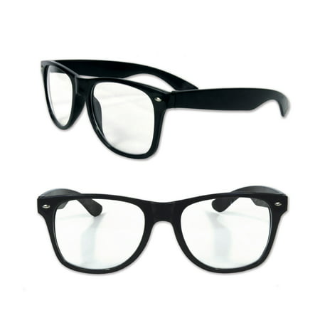 Clear Lense Nerd Horn Rimmed Glasses - Costume Accessory - 1 per pack