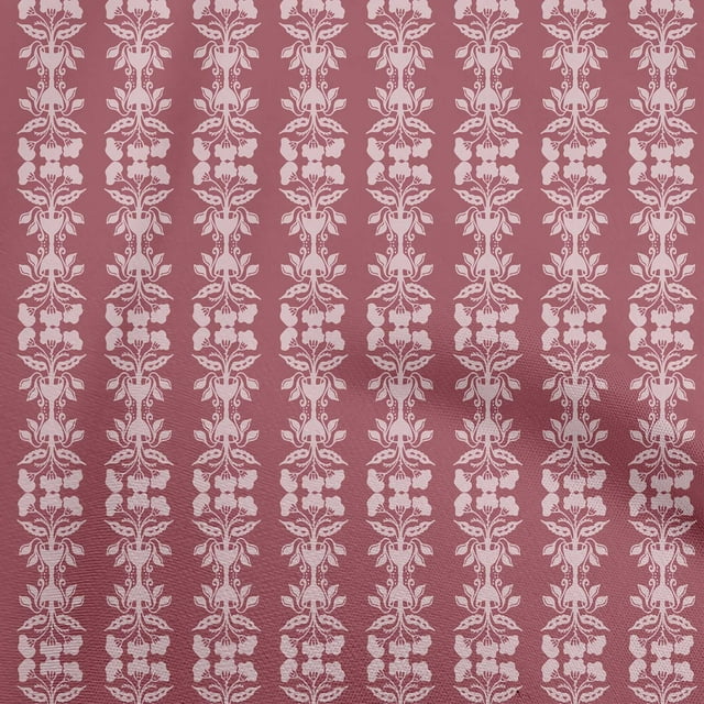 oneOone Cotton Silk Pink Fabric Asian Block Print Craft Projects Decor Fabric Printed By The Yard 42 Inch Wide
