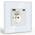 thumbnail image 1 of Wall Socket With Usb And 1 Type C, Ac White With Crystal Glass Panel, Wall Power Strip With Usb(max2.1a), Suitable For Smartphone, Tablet, 1 of 5