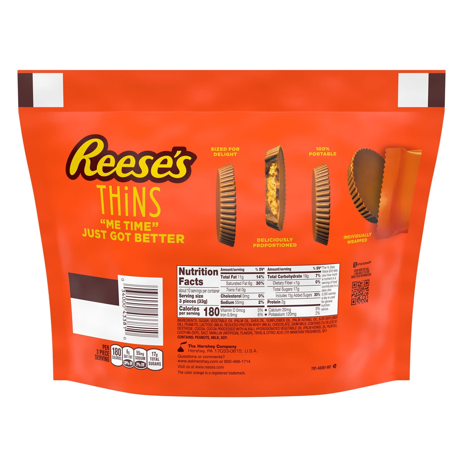 Reese's Thins Chocolate Peanut Butter Cups Candy, Family Pack 12.03 oz
