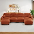 thumbnail image 3 of FFH 150" U-Shaped Sectional Sofa, Modular Cloud Couch for Big Living Room, Contemporary Furniture Set, Orange, 3 of 12