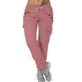 thumbnail image 2 of Vedolay Pant For Women High Waist Women Summer High Waisted Cotton Pants Wide Leg Long Pant,Pink XXL, 2 of 3