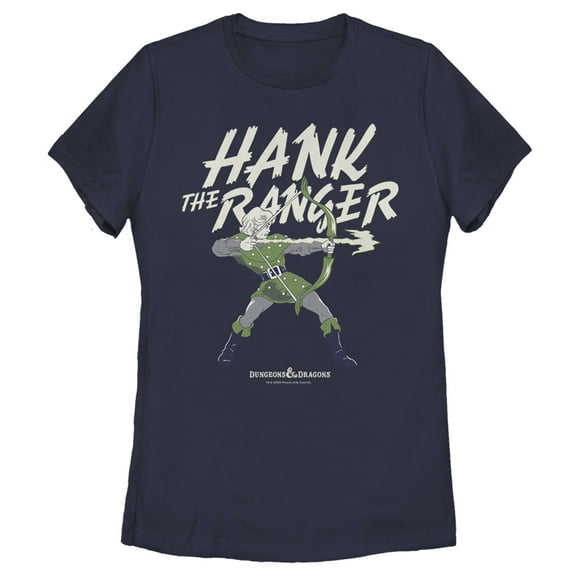 Women's Dungeons & Dragons Hank the Ranger Arrow Cartoon  Graphic Tee Navy Blue X Large