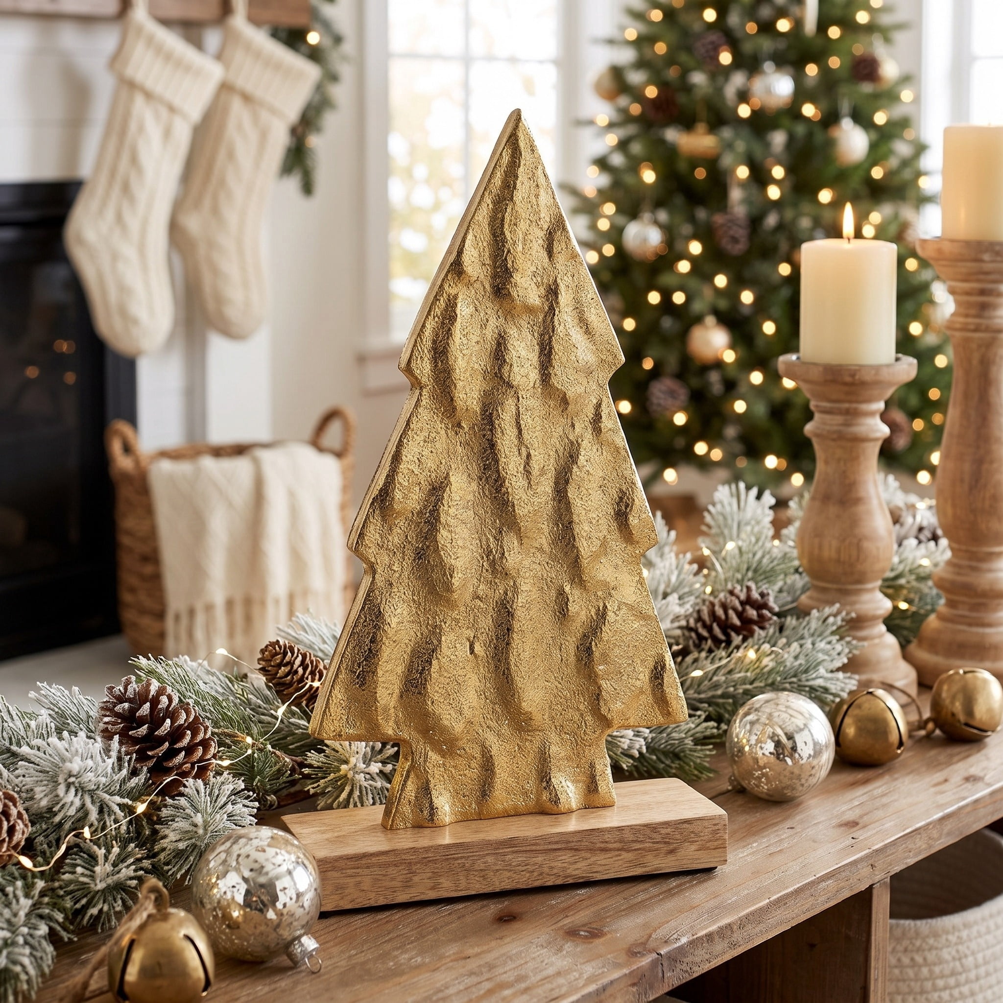 Aluminum Tree Christmas Decoration, Gold, 8.8", by Holiday Time