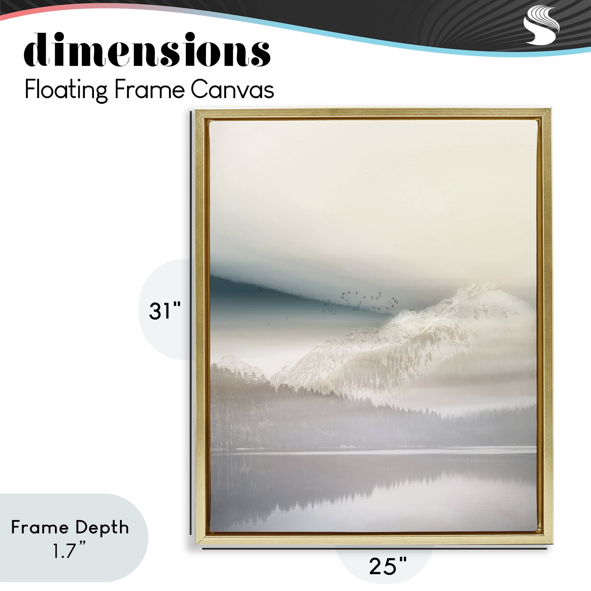 Stupell Industries Mountainous Vanilla Landscape Gold Framed Floater Canvas Wall Art, design by Gemma Bardot