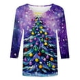 thumbnail image 5 of Trendfront Womens Christmas Tree Graphic T Shirts Crewneck 3/4 Sleeve All Over Holiday Print Casual Winter Tee Tops, 5 of 5