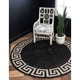 thumbnail image 3 of Unique Loom 3124188 Geometric Casual Modern Border Round Rug, 8 Feet, Charcoal/Beige, 3 of 5