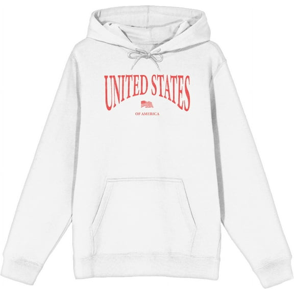 United States of America USA Flag Adult White Long Sleeve Hoodie-Medium
