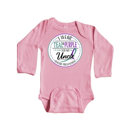 

Inktastic Suicide Prevention- I Wear Teal and Purple for My Uncle Gift Baby Boy or Baby Girl Long Sleeve Bodysuit