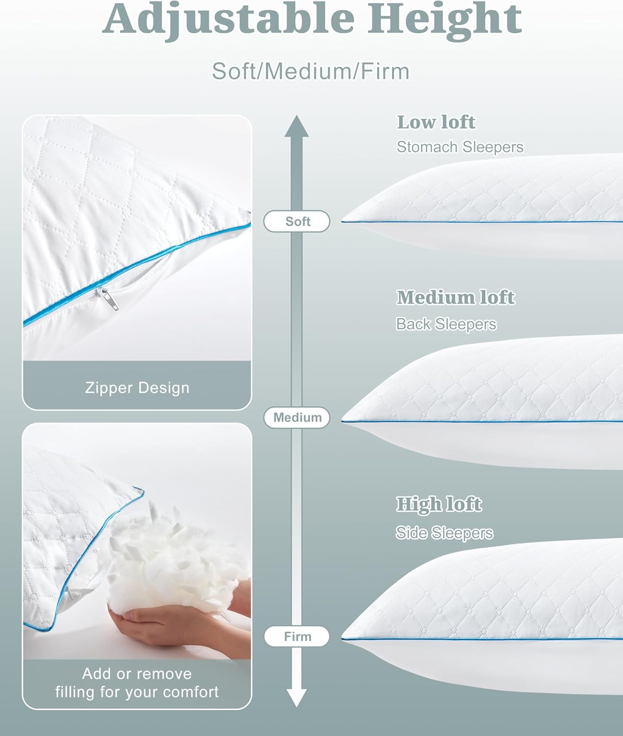 Parojati Body Pillow with Shredded Memory Foam, 20 x 54 photo 2