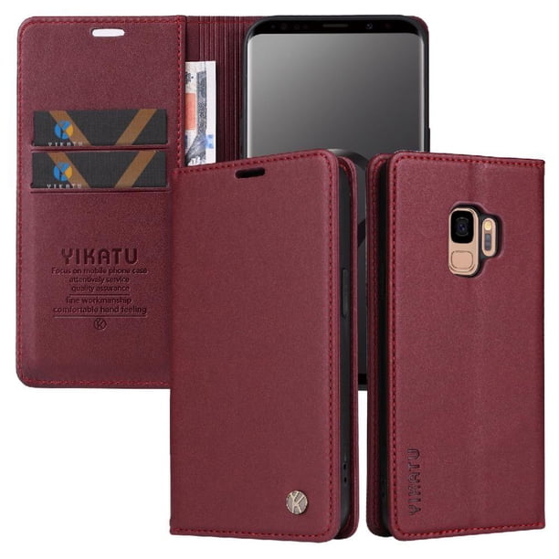Funda para Samsung Galaxy S9 Estuche de Cuero PU Tipo Cartera con Ranuras para Tarjetas y Cierre Magnético