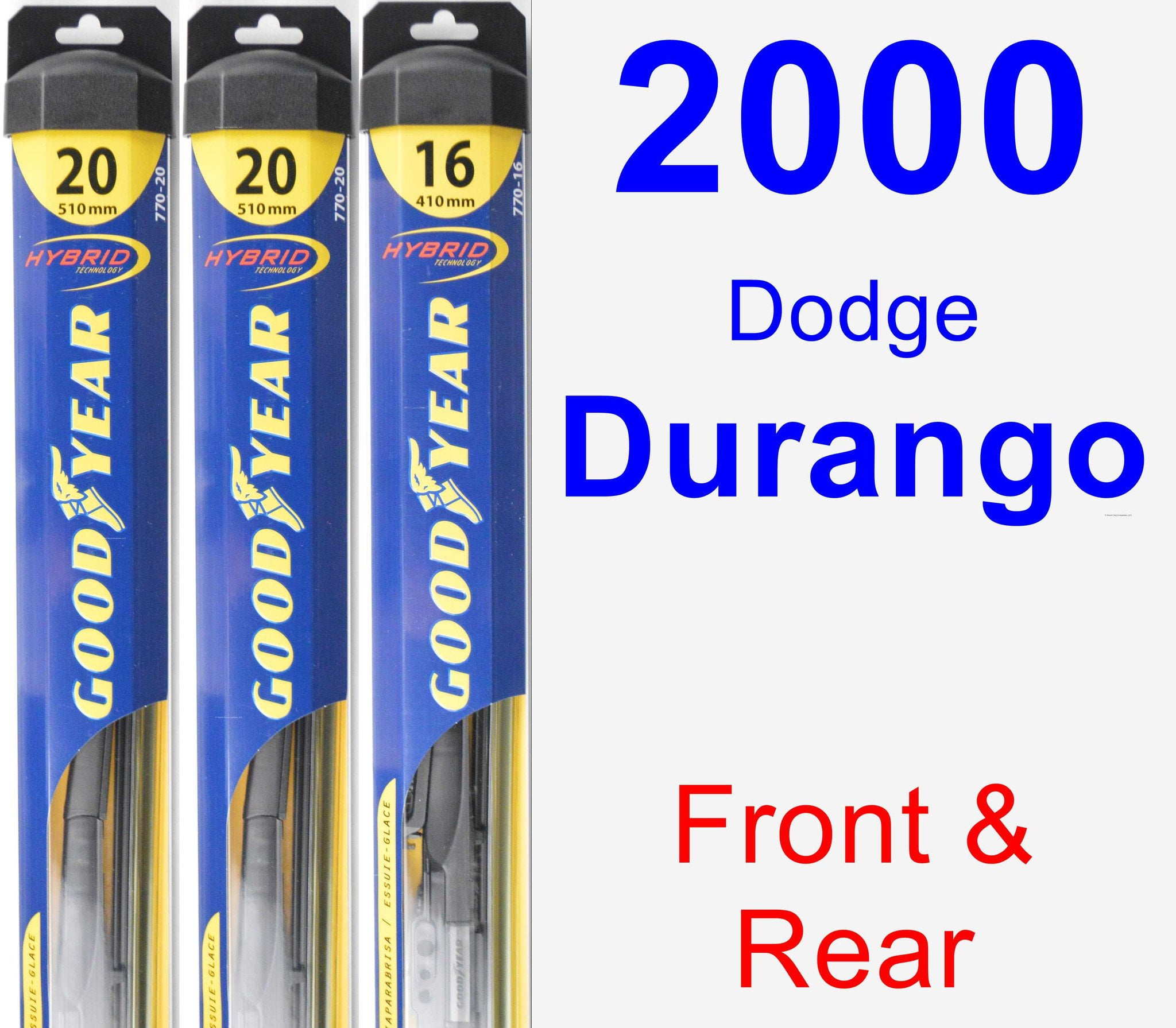 2000 Dodge Durango Wiper Blade Set/Kit (Front & Rear) (3 Blades