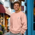 thumbnail image 4 of Dalix Ghost Embroidery Relaxed Crewneck Sweatshirt Soft Fleece Fit Lounge Mens in Pink S Small, 4 of 5