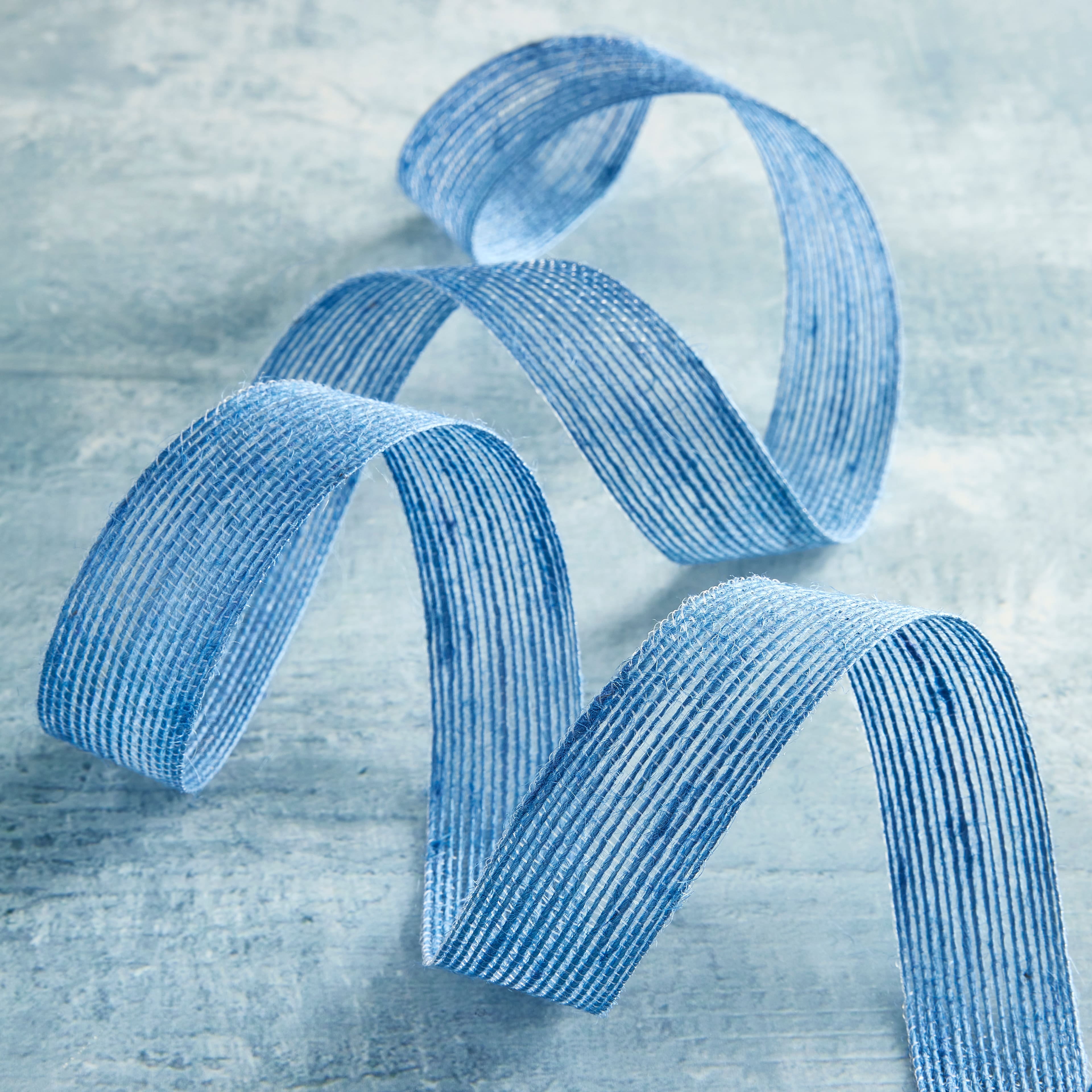 1" x 5 Yard Blue Jute Ribbon by Celebrate It - Non-Wired Ribbon Rolls for Gift Wrapping - Baskets - DIY Crafts & Rustic Decor - 12 Pack