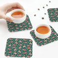 thumbnail image 6 of Bingfone Vintage Santa Hat Joy Green Festive Leather Drinks Coasters with Set of 6,Suitable for Home Kitchen,Coffee Cup Coasters Home Gift, 6 of 7