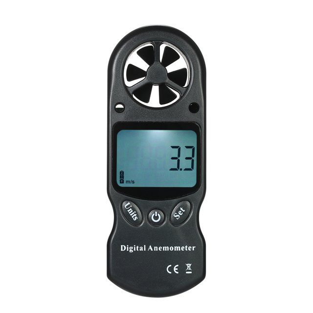 Amdohai 8 in 1 Handheld Digital Anemometer Wind Speed/Temperature/Humidity/Wind Chill/Heat Index/Dew Point/Barometric Pressure/Altitude Meter with LCD Backlight--Black