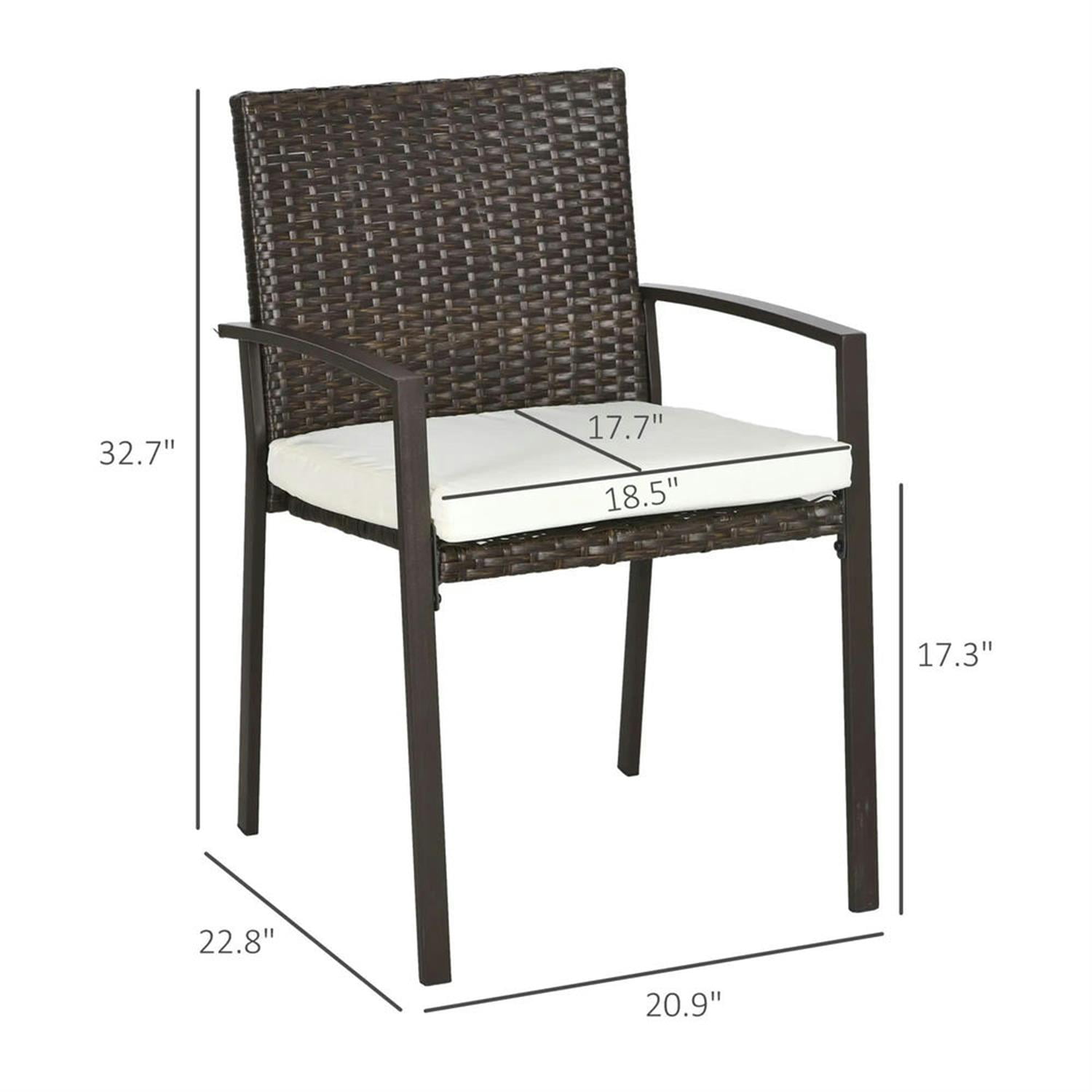 Demi Bonn Outdoor Dining Chairs Set of 4, PE Rattan Patio Dining Room Chairs with Cushion for Garden, Backyard, Lawn, Brown