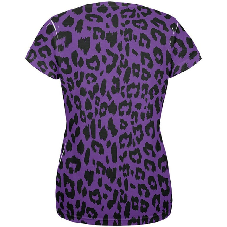 ★LECYTO★ Leopard Trail TShirtPurple Animal World Women's Fitted T-Shirt with Purple Cheetah