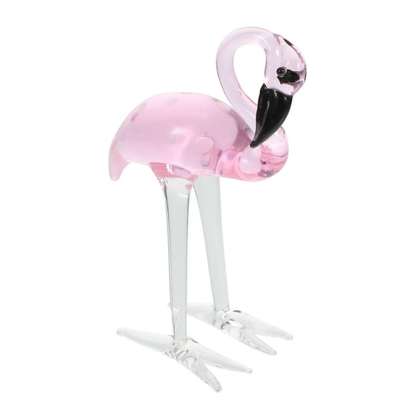 HEMOTON Crystal Flamingo Figurine Statue Indoor Glass Flamingo Sculpture Animal Ornament for Book Shelf Cabinet Living Room Bedroom