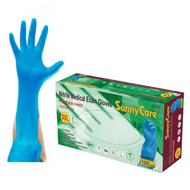 100Pcs #8605 SunnyCare 5.0mil Blue Nitrile Medical Exam Gloves Chemo-Rated Powder Free ( Vinyl Latex Free) Size: XX-Large