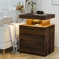 thumbnail image 6 of Hommpa 3 Drawers Nightstand Wireless Charging Station LED Bedside Table Dark Walnut Night Table Modern Smart Nightstand High Gloss End Side Table for Bedroom Furniture 26.8" Tall, 6 of 12