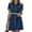 Blue, variant on SAWOBUUN Women Belt Denim Dress Slim Fit Short Sleeve Button Front Casual Chic Summer Mini Dress with Pockets