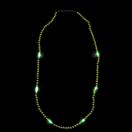 Fun Express 33" Green Light-Up LED Plastic Beaded Necklaces – 6 Pieces
