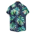 thumbnail image 4 of Yyeselk Hawaiian Shirt for Men Tropical Print Short Sleeve Casual Loose Shirt Button Down Lapel Relaxing Vacation Summer Beach Shirt Dark Blue XL, 4 of 4