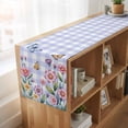 thumbnail image 6 of Table Runners 72 Inches Long Dress Scarves, Pink Flowers Farmhouse Kitchen/Dining Table Runner, Coffee Tablerunners, Spring Floral Butterfly Leaves Plants Blue Plaid 16x72 Inch, 6 of 9