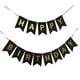 thumbnail image 1 of Pancarta de feliz cumpleaños con letras doradas brillantes negras para decoraciones de fiesta de cumpleaños, 1 of 1