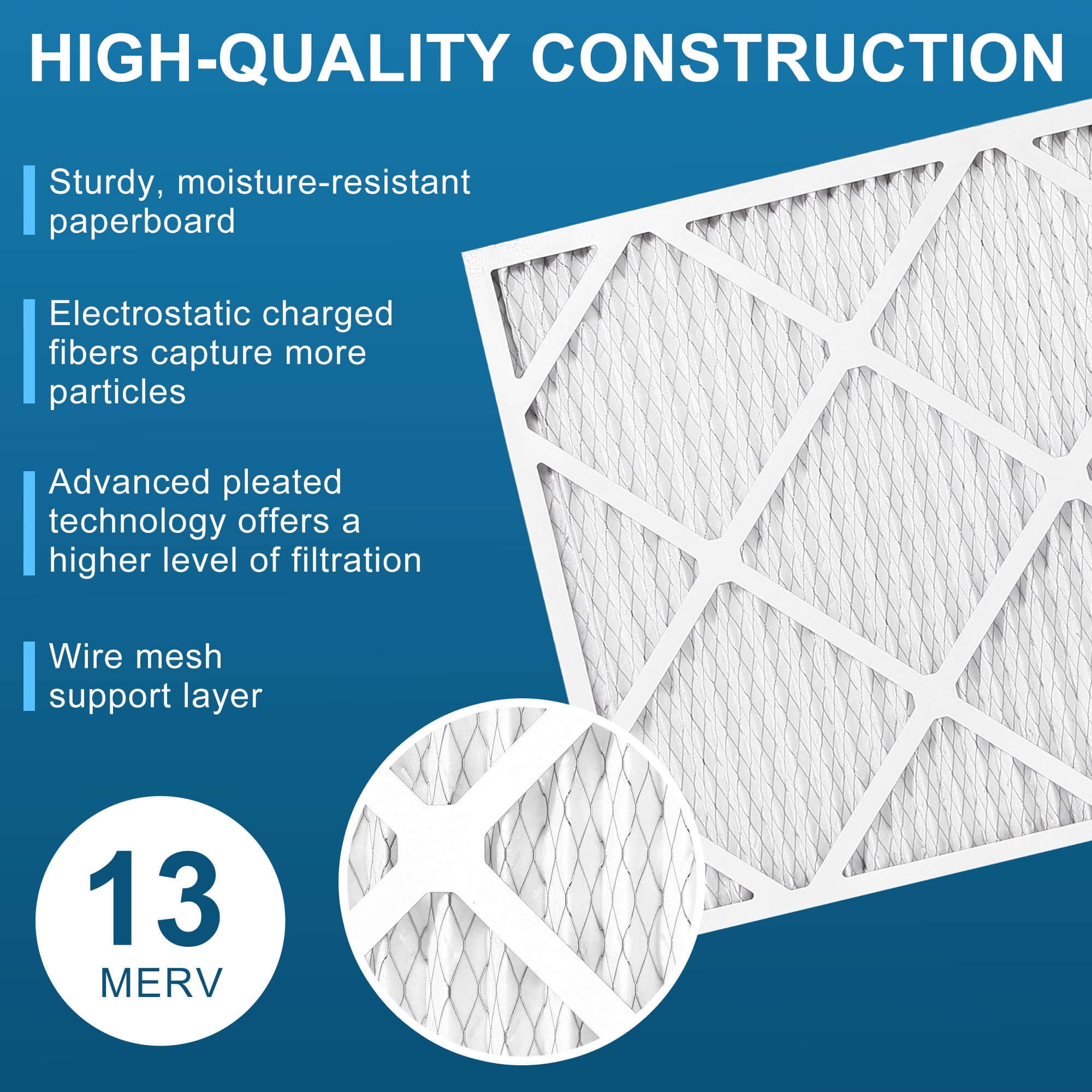 LotFancy 20x25x1 Air Filters, MERV 13 Pleated HVAC AC Furnace Air Filters, 4 Pack
