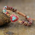 thumbnail image 3 of For my granddaughter love you forever jasper heart bracelet, adjustable double wrap beaded hand woven bracelet, heart shaped charm stone bracelet, granddaughter bracelet from grandma, 3 of 7