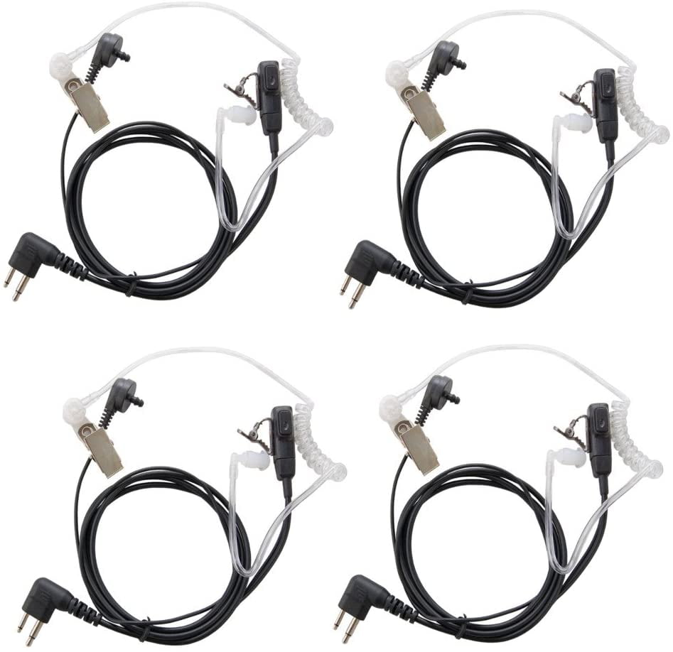HQRP Set 4PCS Hands Free 2Pin HeadSets with Earpiece and Microphone for Motorola Radio Devices