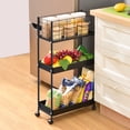 thumbnail image 6 of KK KINGRACK 3-Tier Metal Utility Rolling Cart with Wheels, Garage Storage, Slim Storage Cart for Office Kitchen Bathroom Narrow Place, File Black, 6 of 7