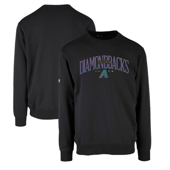 Men's Levelwear Black Arizona Diamondbacks Zane Cooperstown Collection Retro Spellout Pullover Sweatshirt
