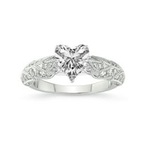 Heart Shape 1 Carat IGI Certified Lab Grown Diamond Ring | 14K White Gold | Vintage Willow Lab Diamond Engagement Ring | FG-VS1-VS2 Quality Friendly Diamonds