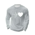 thumbnail image 2 of EchfiProm Mens Graphic Tees Gray Shirts Valentine Graphic Athletic Heart Long Sleeve Tops for Big and Tall Men 3XL, 2 of 8
