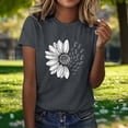 thumbnail image 3 of OGLCCG Graphic Tees for Women Sunflower Print Crewneck Short Sleeve T Shirt Casual Lightweight Summer Beach Vacation Tops,XXXXL,Dark Gray, 3 of 5