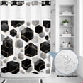 thumbnail image 2 of No Hook Shower Curtain, Black Grey Shower Curtains for Bathroom with See Through Top Window, Geometric Gold White Hexagon Modern Waterproof & Washable Bath Curtain Extra Long 72"x84", 2 of 9