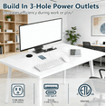 thumbnail image 4 of 【HOSTK】47 Inch White Office Desk with Monitor Stand, Fabric File Organizer, Drawer & Power Outlets - Multiuse Writing Gaming Table for Home Office, 4 of 6