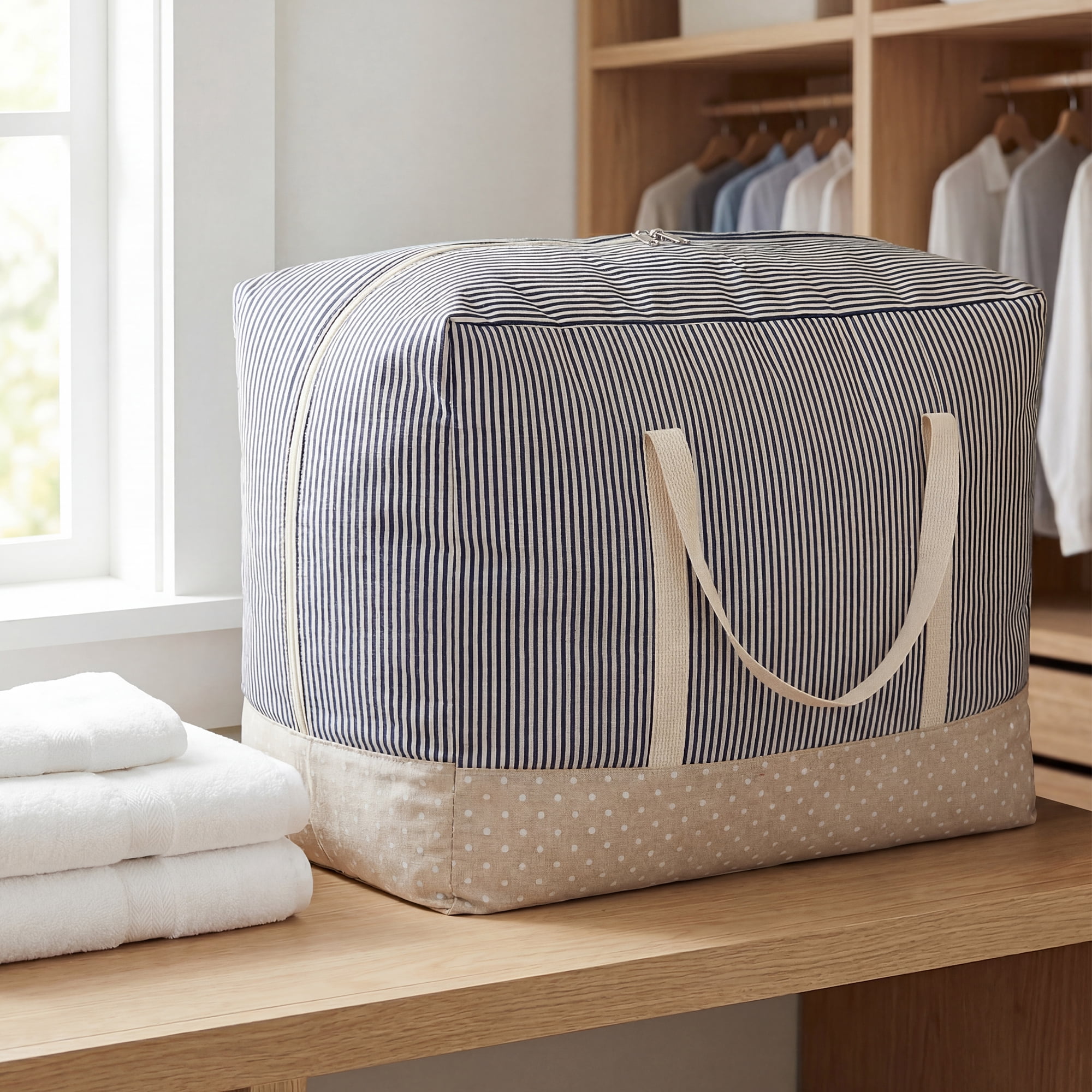 Unique Bargains Clothes Storage Bag for Closet Organizer Blue 18.9"x13.8"x9.8"