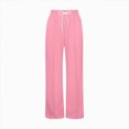 thumbnail image 5 of TOWED22 Girls Sweatpants Front Seam Drawstring High Waist Wide Leg Sweat Pants Baggy Causal Kids High Waisted(Pink,5-6 Y), 5 of 5