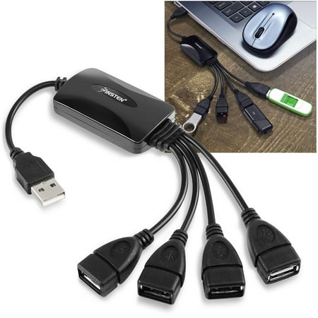 Insten USB Hub 4 Port USB 2.0 Port Hub for Computer PC Laptop, USB Ports Multiple USB Expansion Slitter (Best Z Wave Hub)