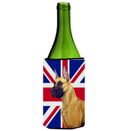 

Great Dane With English Union Jack British Flag Wine bottle sleeve Hugger - 24 Oz.