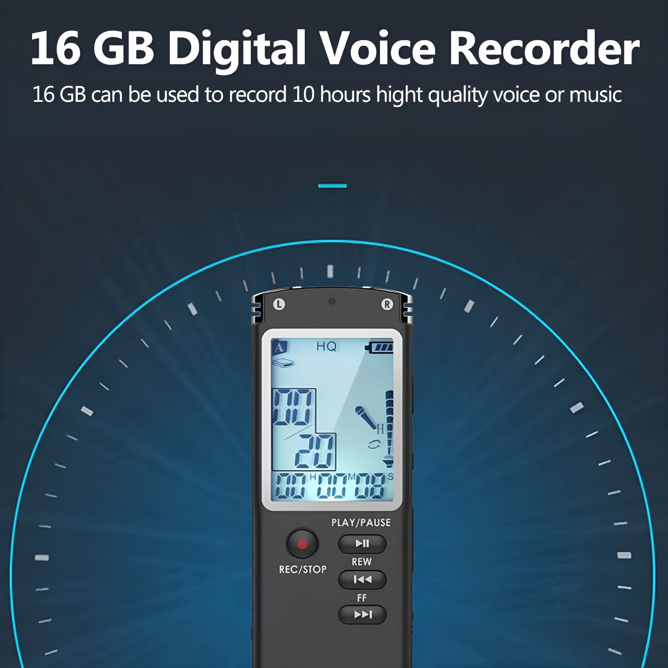 GJX 16Gb Digital Voice Activated Recorder for Lectures,12 Hours Sound Audio Recorder Spy Dictaphone Recording Device with Playback,Microphone,Earphone,Phone Cable,Etc