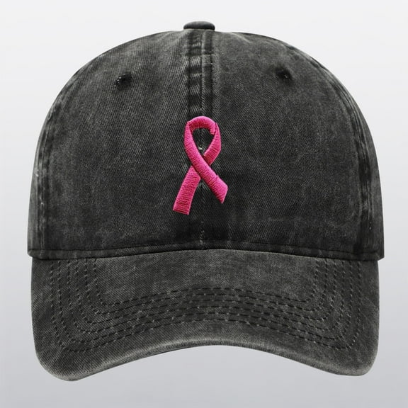 Cancer Awareness Hat Unisex Solid Adjustable Ribbon Embroidered Denim Baseball Caps