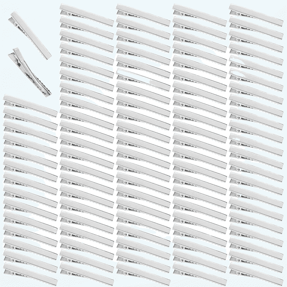 100 Pack 55mm Small Plain Flat Silver Duckbill Alligator Metal Hair Clips Crocodile Clips Hair Grips Pins Hairdressing Styling Sectioning Curl Clips Barrettes Craft DIY Accessories for Women Girl