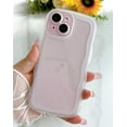 thumbnail image 2 of for iPhone 15 Plus Case 6.7", Curly Wave Bumper Design Transparent Shiny Case Cute Clear Shockproof Protection Soft Wavy Phone Cover Case for Men Women Girls, Clear/Transparent, 2 of 17