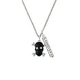 thumbnail image 2 of Delight Jewelry Silvertone Large Black Resin Skull with Clear Crystals Silvertone Forever Bar Charm Necklace, 23", 2 of 4