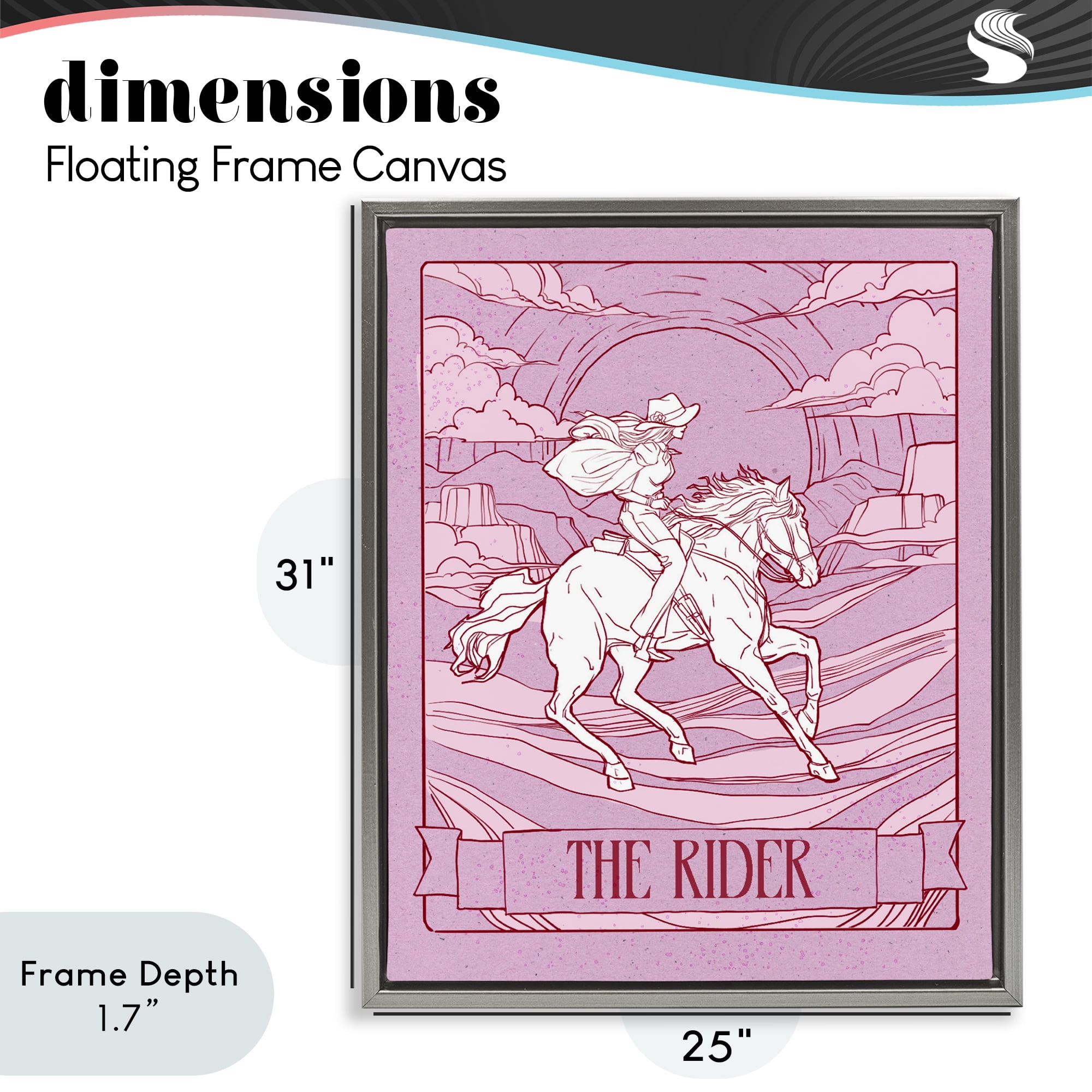 Stupell Industries Cowgirl Rider Tarot Card Gray Framed Floater Canvas Wall Art, design by Ziwei Li